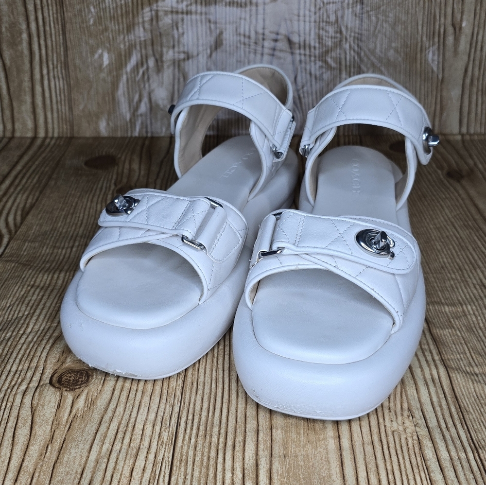 Coach Women's Peyton Leather Chunky Sandal Size‎ 8.5